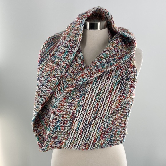 LOFT Womens Acrylic Ivory Multicolored Infinity Scarf 10.5 x 51 - Picture 5 of 6